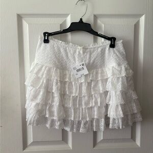 American Eagle Outfitters White Bubble Mini Skirt Ruffled Tiered